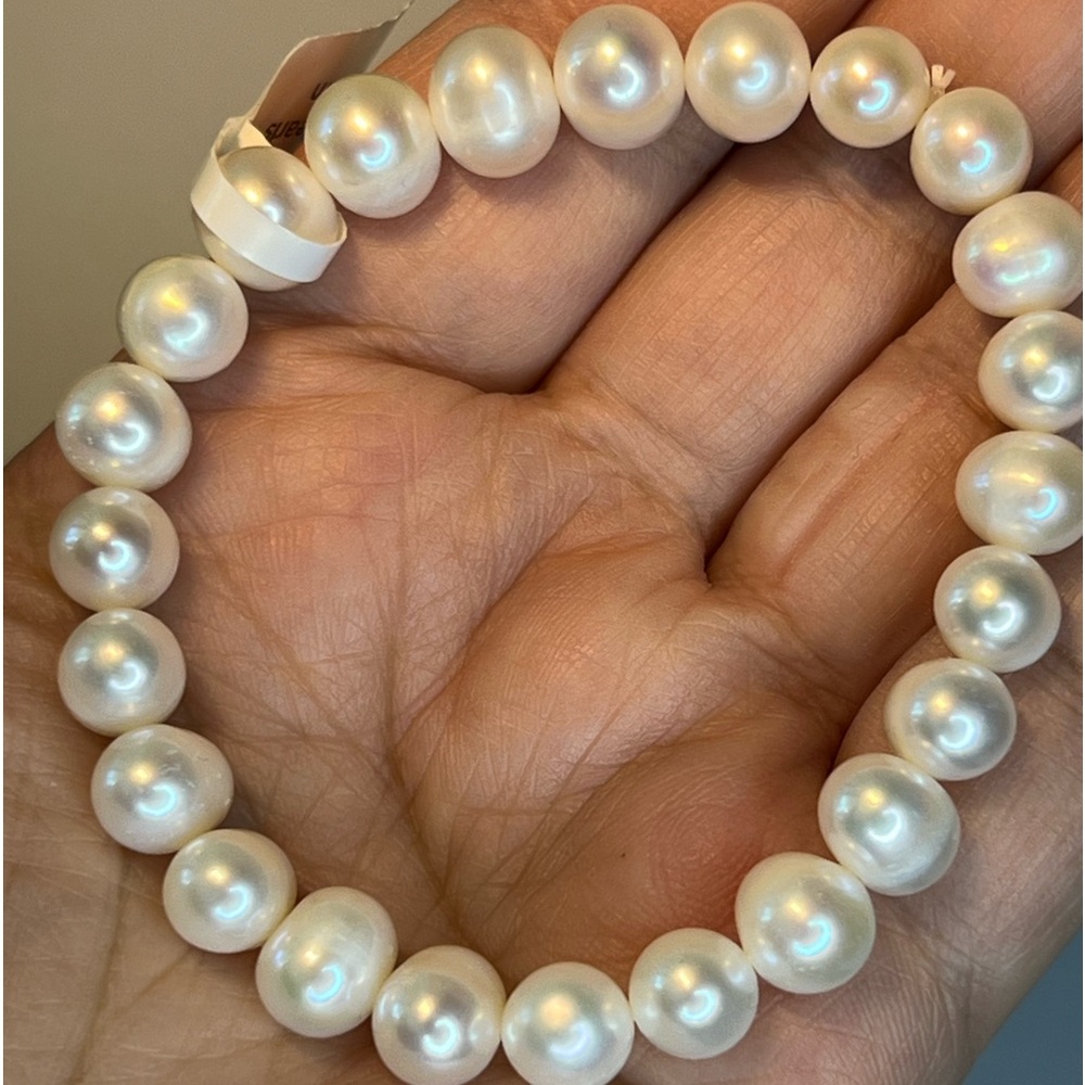 Natural Unique Freshwater Pearls White Baroque Stretchy 8-9mm